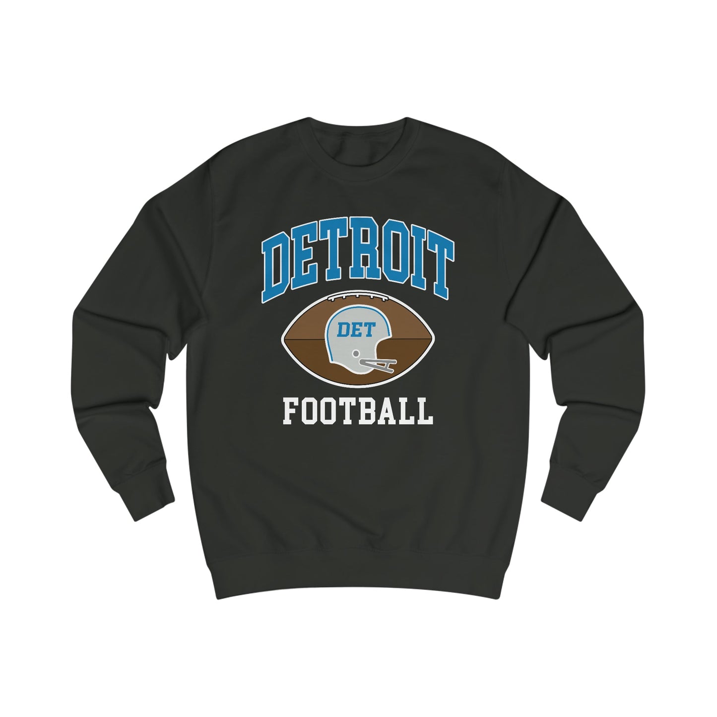 Detroit Football Helmet Crew No-Pill Sweatshirt | Downriver Clothing Apparel | Detroit Michigan | Downriver World