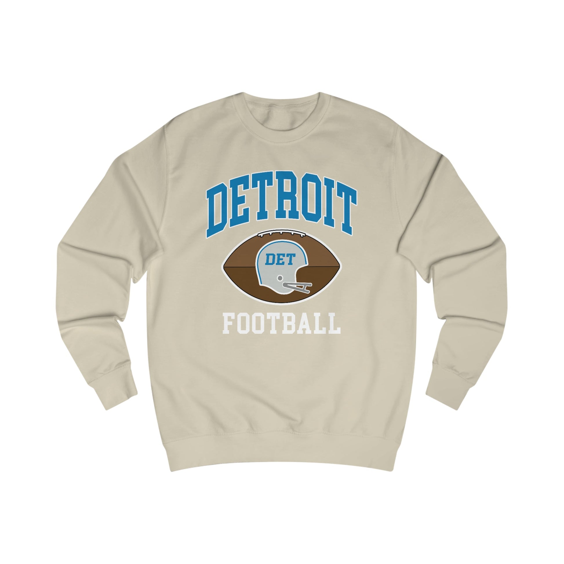 Detroit Football Helmet Crew No-Pill Sweatshirt | Downriver Clothing Apparel | Detroit Michigan | Downriver World