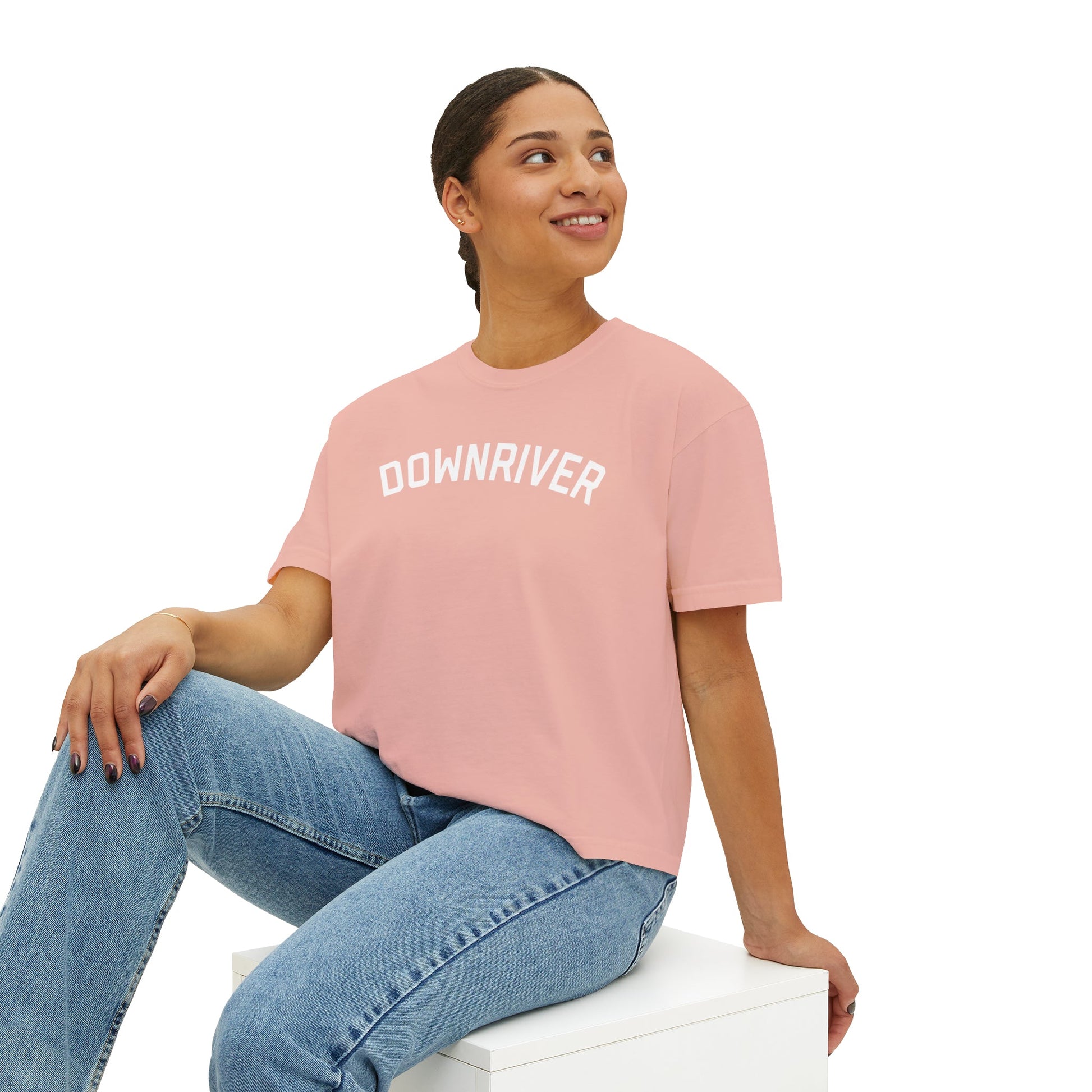 Downriver 11 Varsity Women Boxy Crop Top T Shirt | Downriver Clothing Apparel | Detroit Michigan | Downriver World