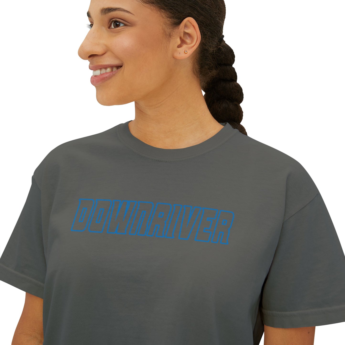 Downriver 17 Football Women Boxy Crop Top T Shirt | Downriver Clothing Apparel | Detroit Michigan | Downriver World
