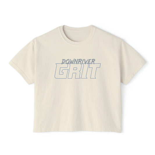 Downriver 23 Grit Football Women Boxy Crop Top T Shirt | Downriver Clothing Apparel | Detroit Michigan | Downriver World