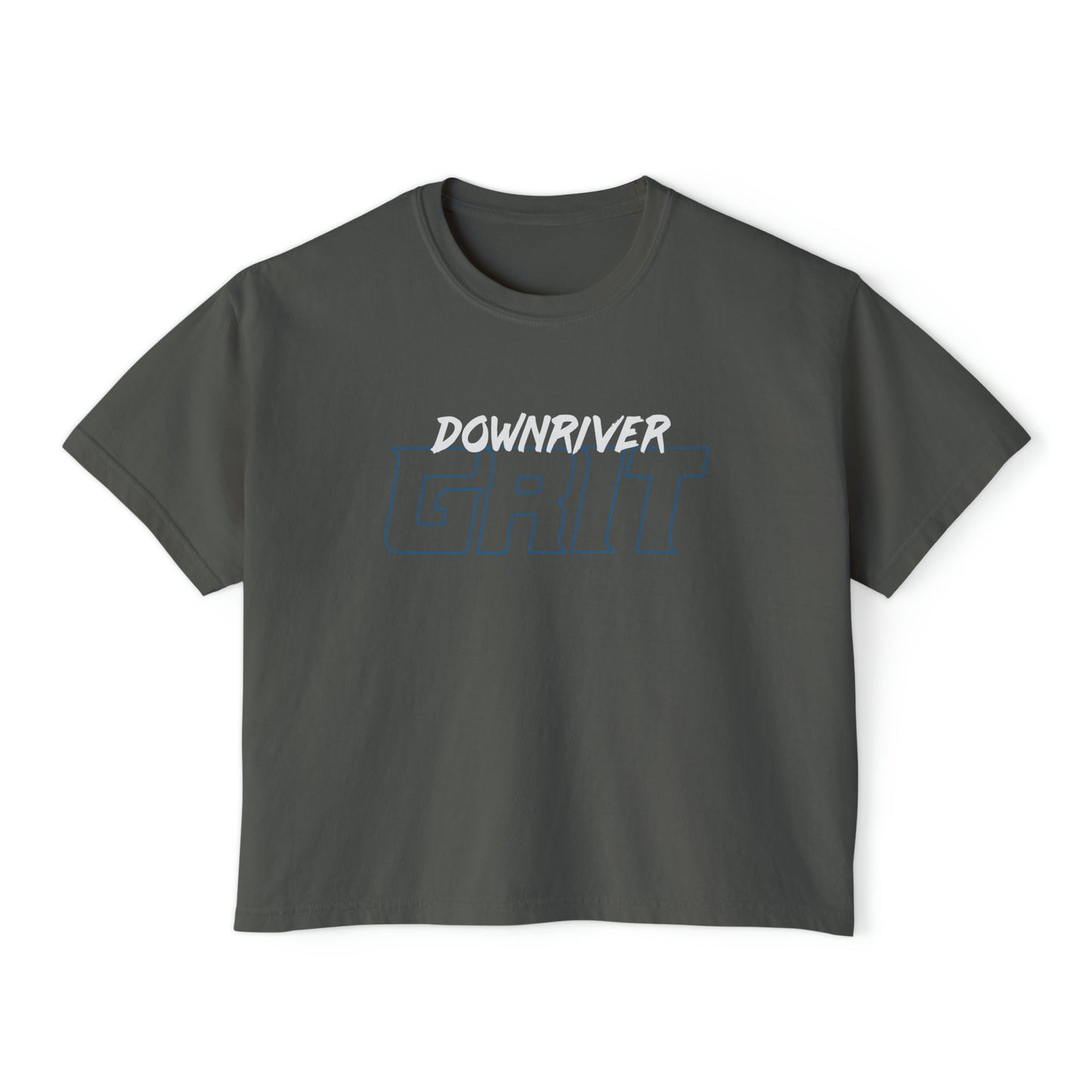 Downriver 23 Grit Football Women Boxy Crop Top T Shirt | Downriver Clothing Apparel | Detroit Michigan | Downriver World